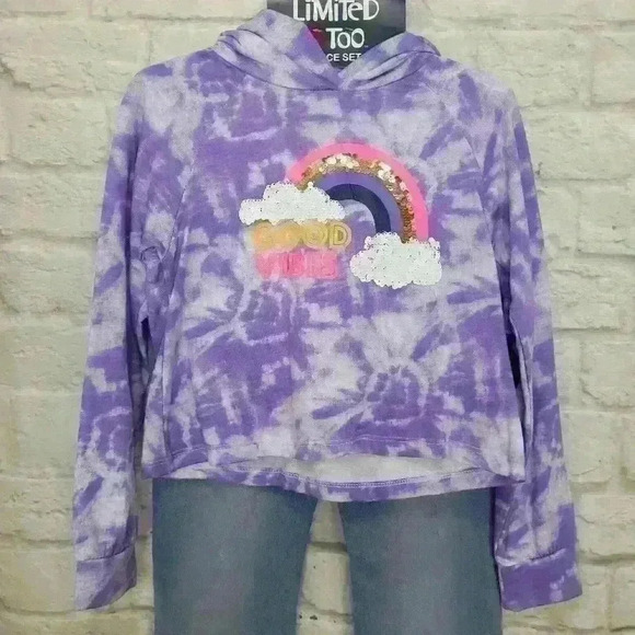 Limited Too 2 pieces Set Girls Sweatshirt Blue jeans Sz 8 - Picture 4 of 10